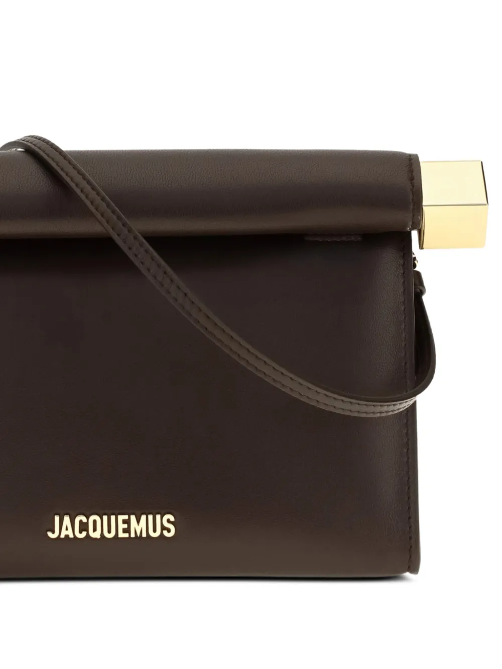 Jacquemus The Rond Carré leren clutch met logo-plakkaat Bruin