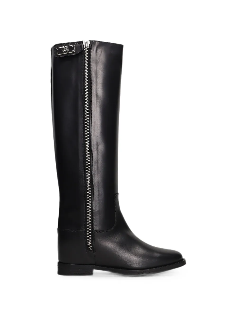 Via Roma 15 zip-fastening buckle-detail knee-high boots Zwart
