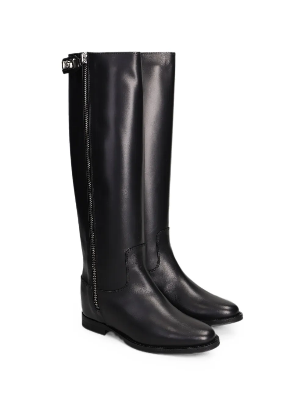 Via Roma 15 zip-fastening buckle-detail knee-high boots Zwart
