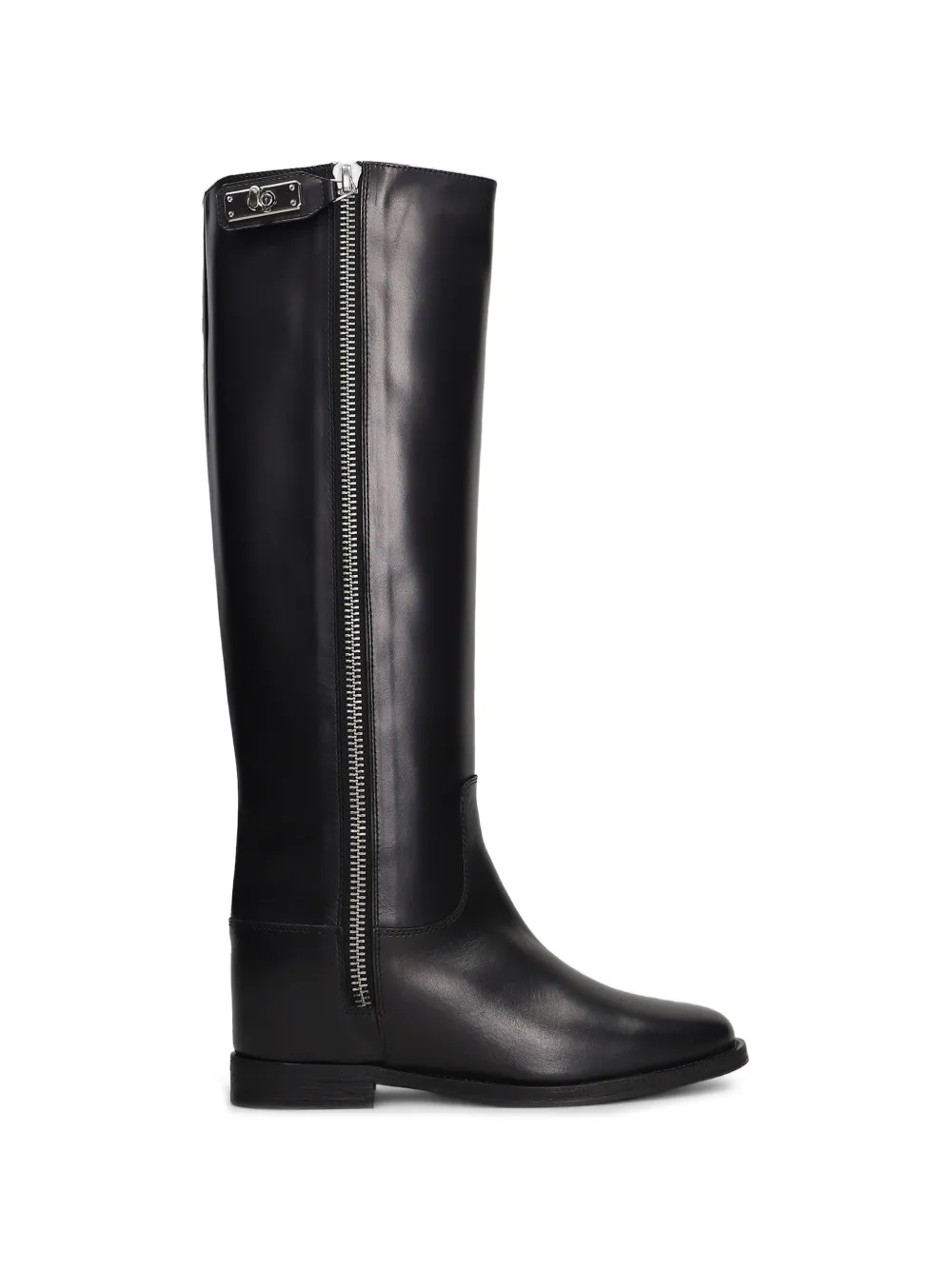 Via Roma 15 zip-fastening buckle-detail knee-high boots Zwart
