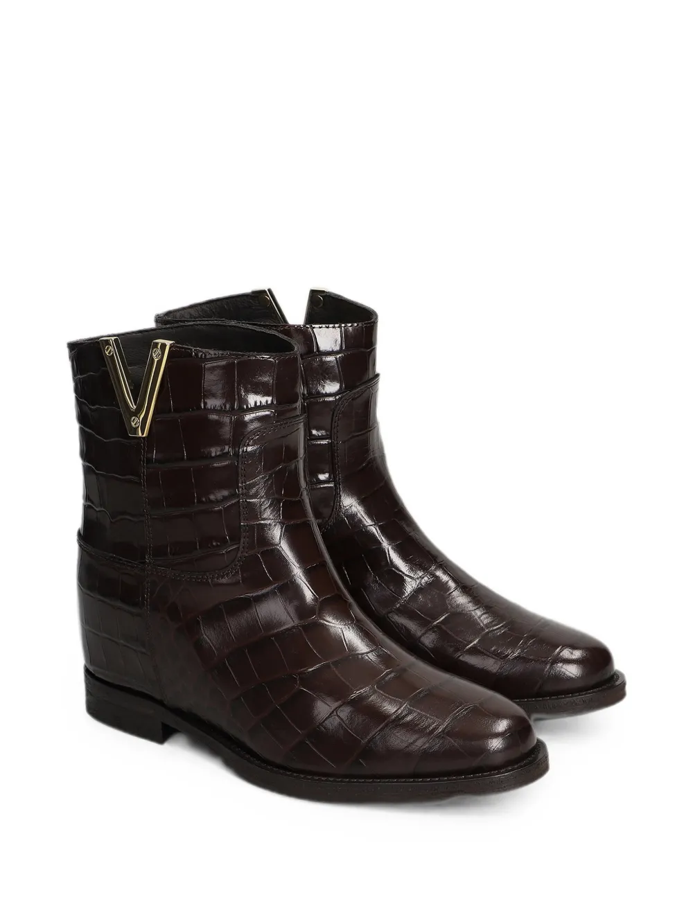 Via Roma 15 croc-effect internal wedge-heel ankle boots Bruin