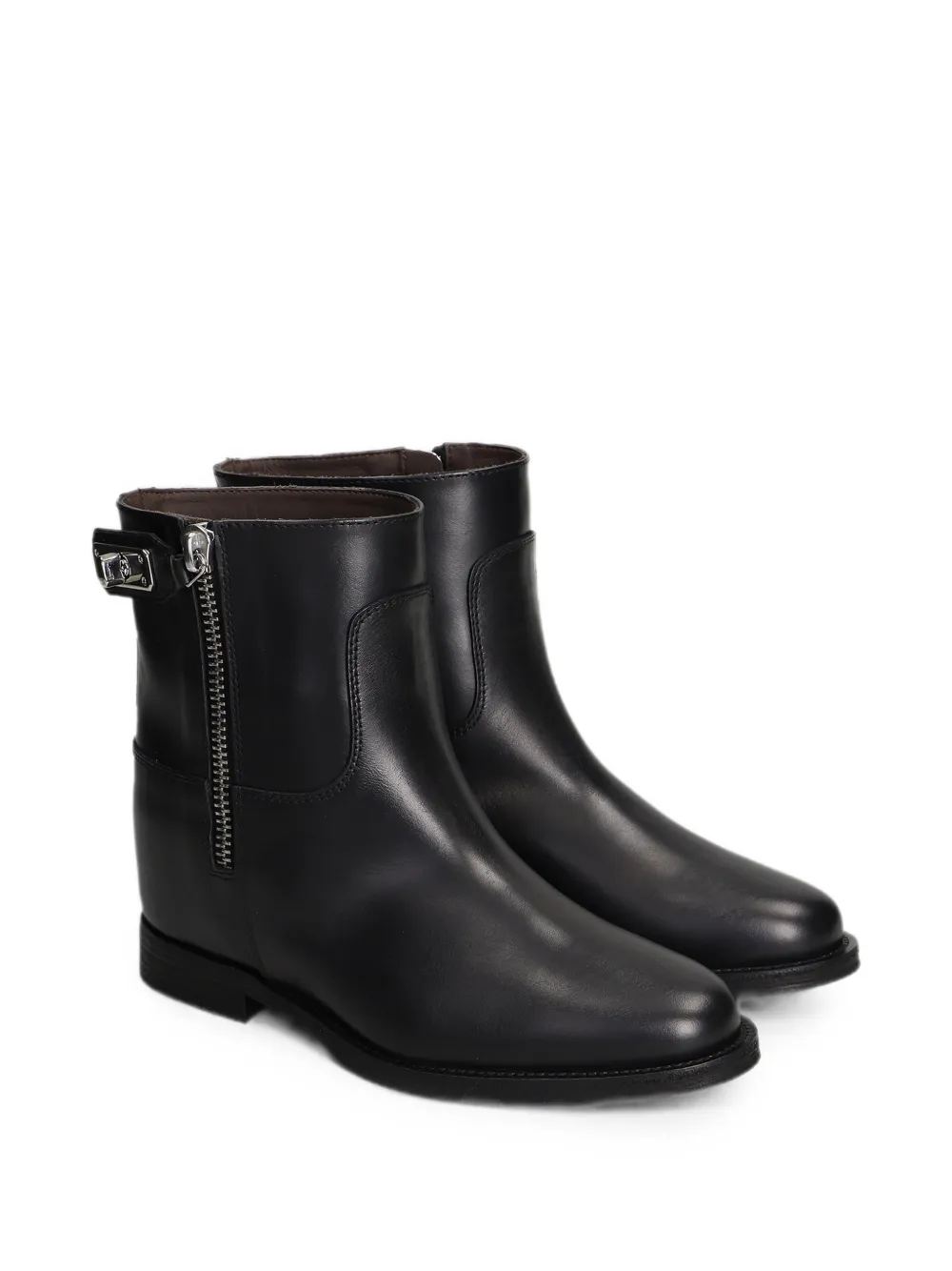 Via Roma 15 zip-fastening internal wedge-heel ankle boots Zwart