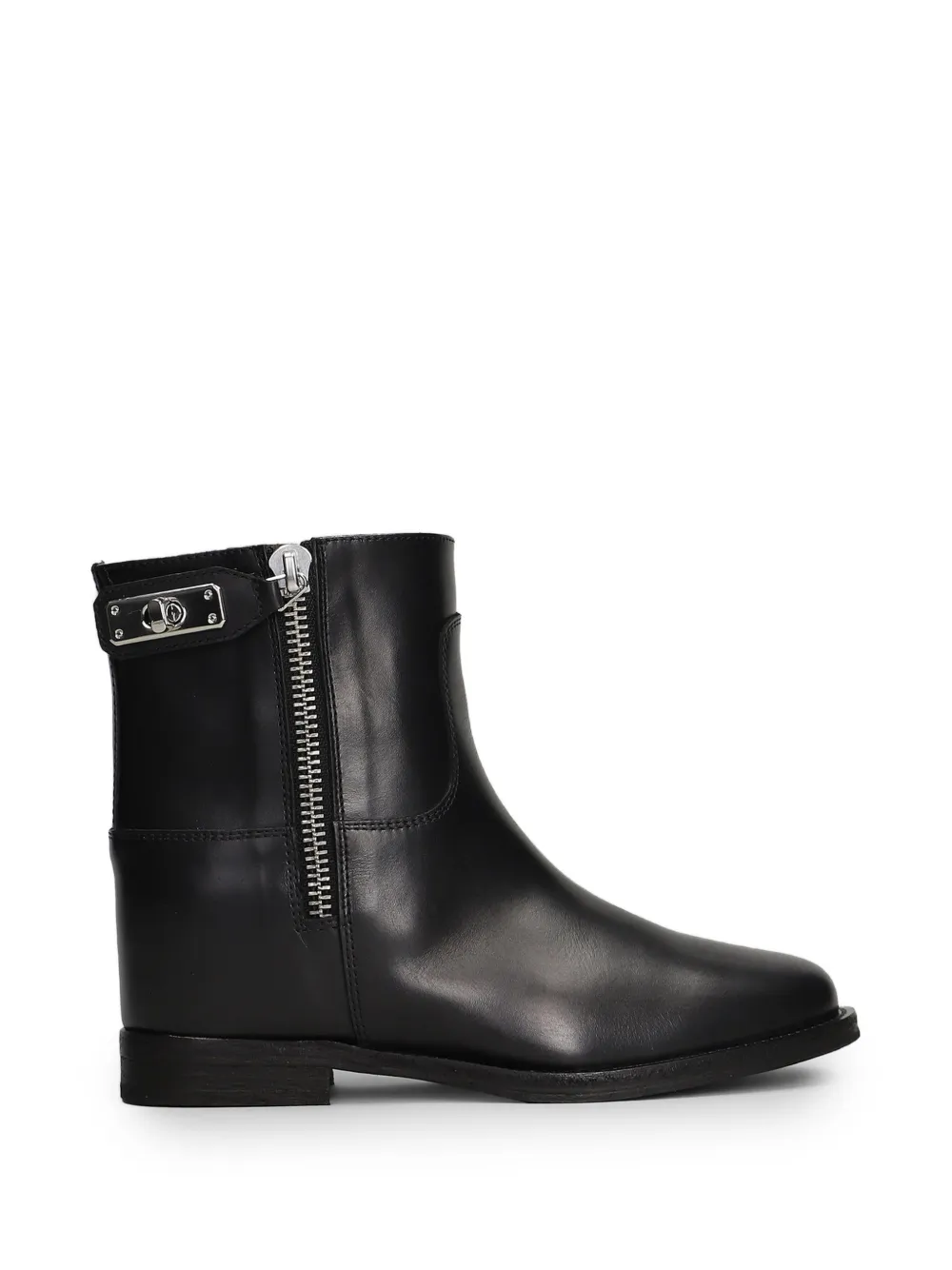 Via Roma 15 zip-fastening internal wedge-heel ankle boots Zwart