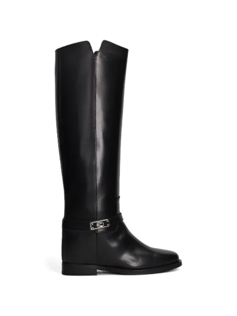 Via Roma 15 botas altas de piel con correa y hebilla
