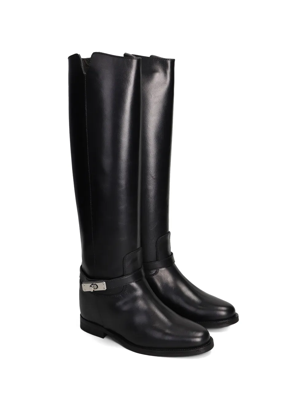 Via Roma 15 buckle-strap knee-high boots Zwart