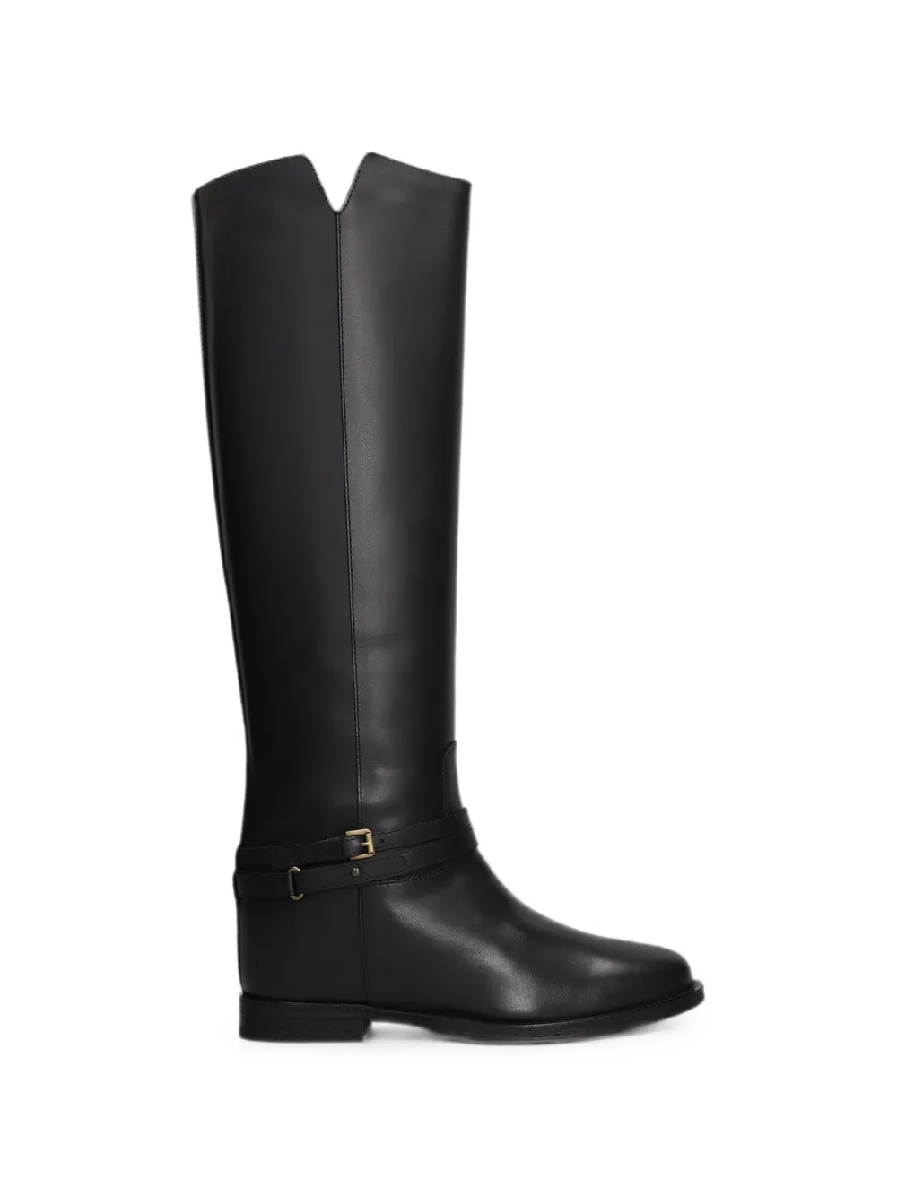 Via Roma 15 buckle-strap leather boots Zwart
