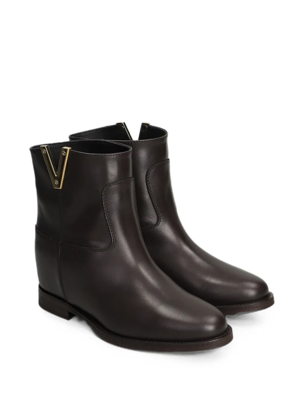 Via Roma 15 V-plaque inner-wedge heel ankle boots Bruin