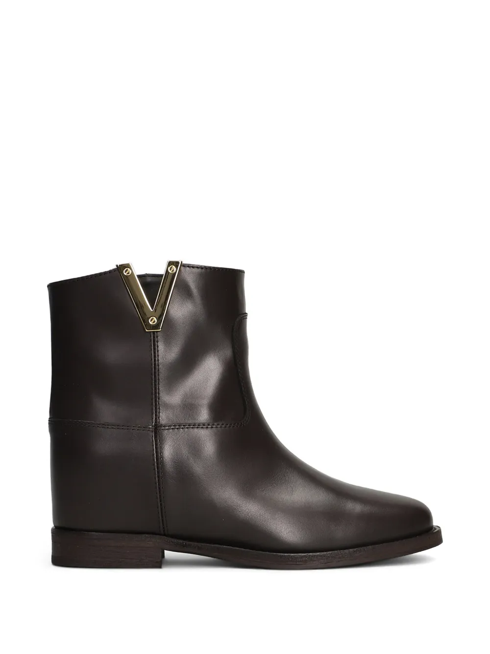 Via Roma 15 V-plaque inner-wedge heel ankle boots Bruin