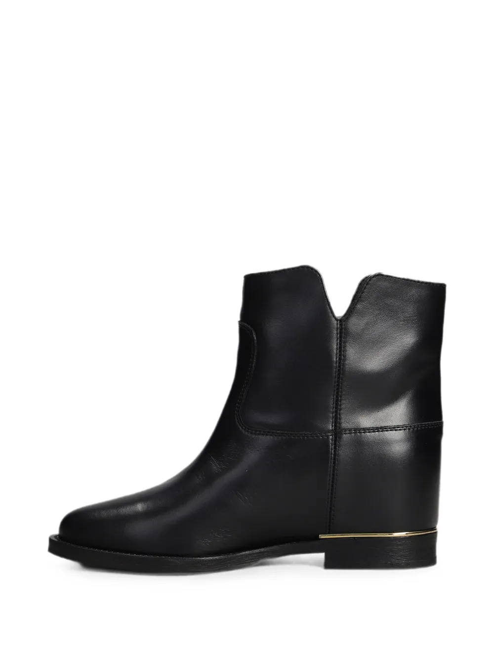 Via Roma 15 v-neck leather boots Zwart