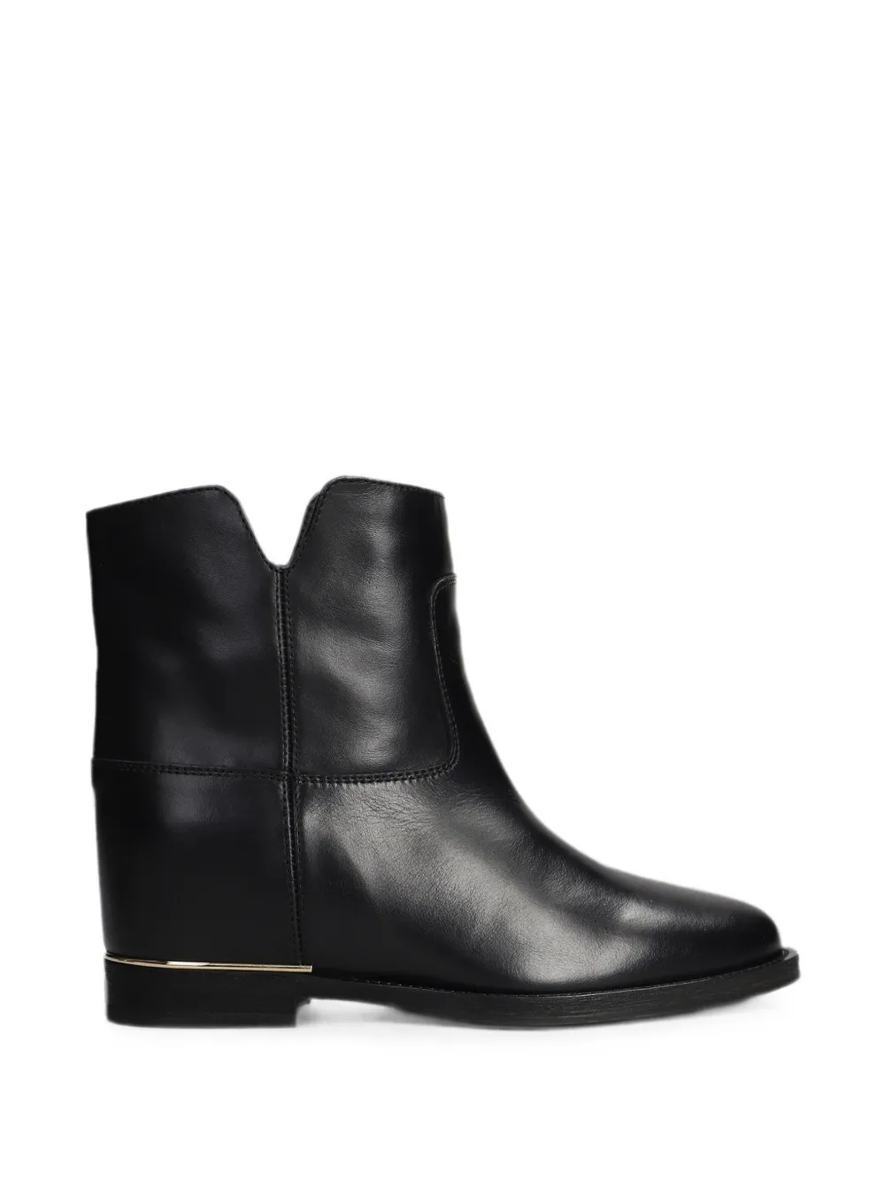 Via Roma 15 v-neck leather boots Zwart