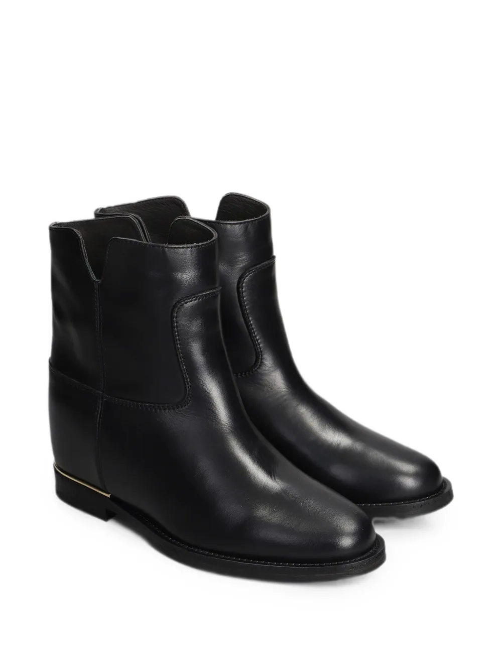 Via Roma 15 v-neck leather boots Zwart