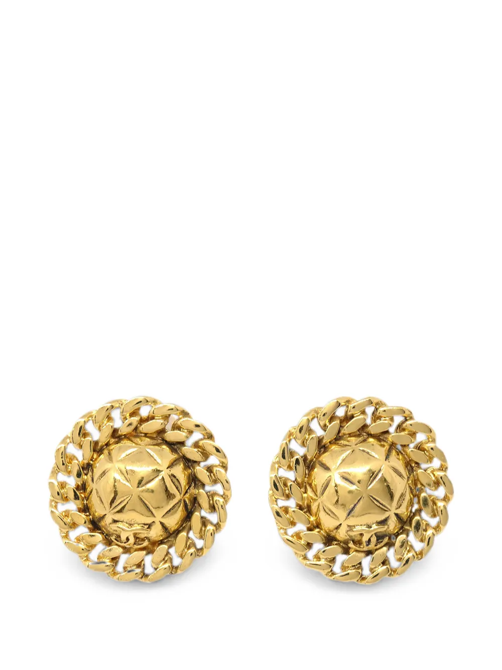 CHANEL Pre-Owned 1990-2000s quilted CC clip-on earrings - Oro