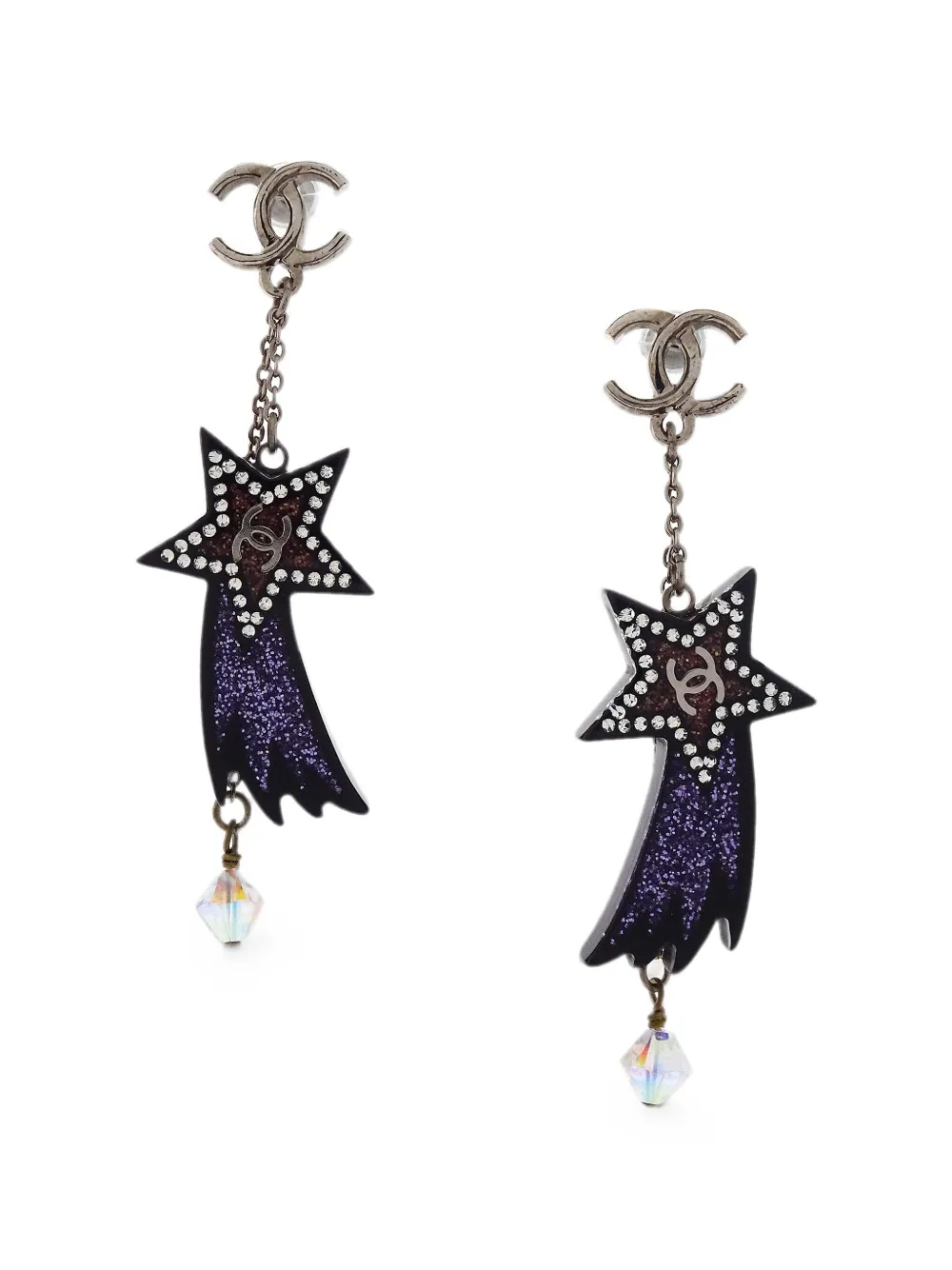 CHANEL Pre-Owned 2017 Shooting Star CC drop earrings - Silber