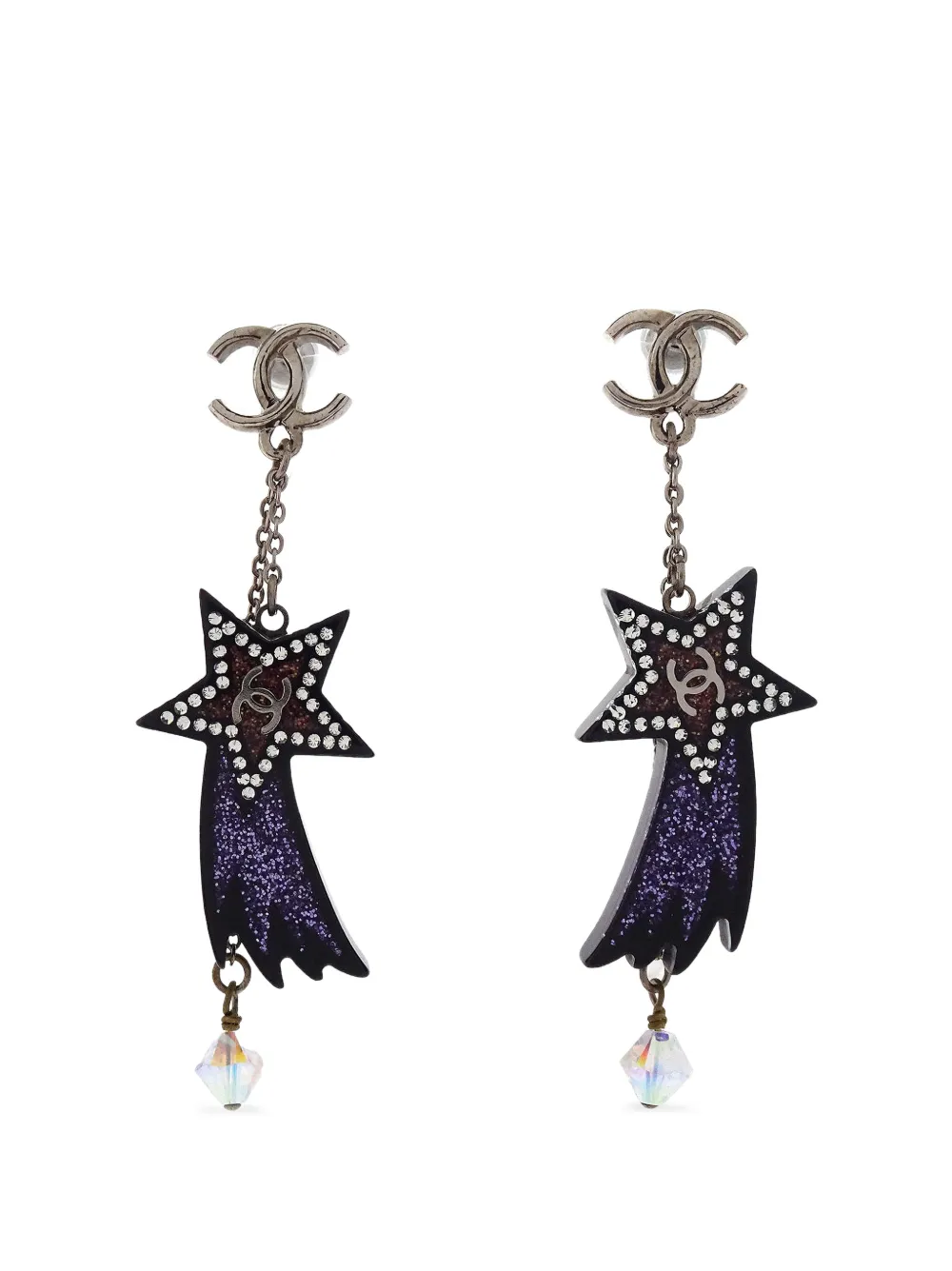 CHANEL Pre-Owned 2017 Shooting Star CC drop earrings - Argento