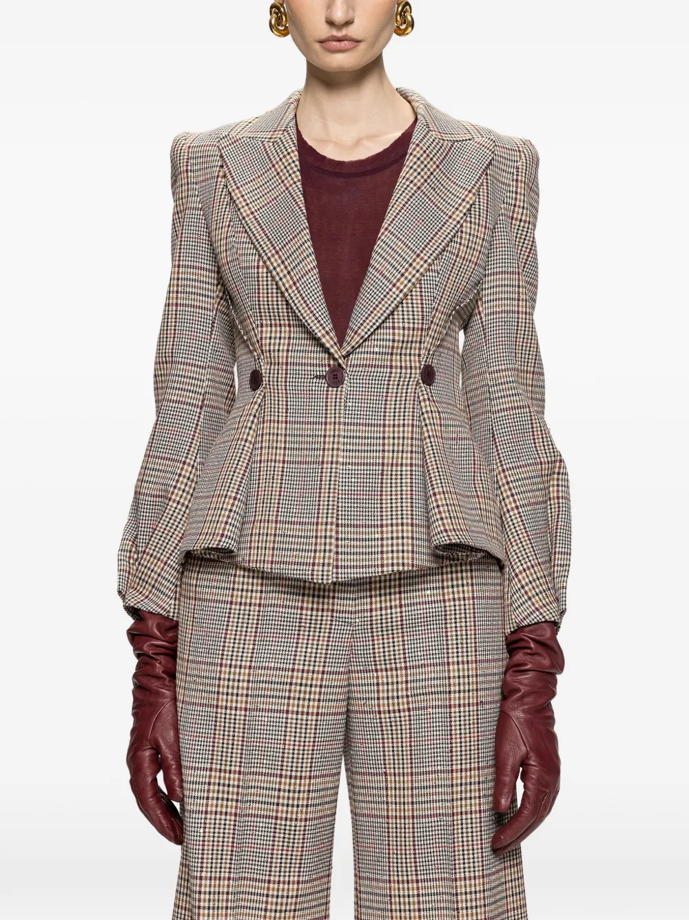 NISSA checked tailored blazer - Toni neutri