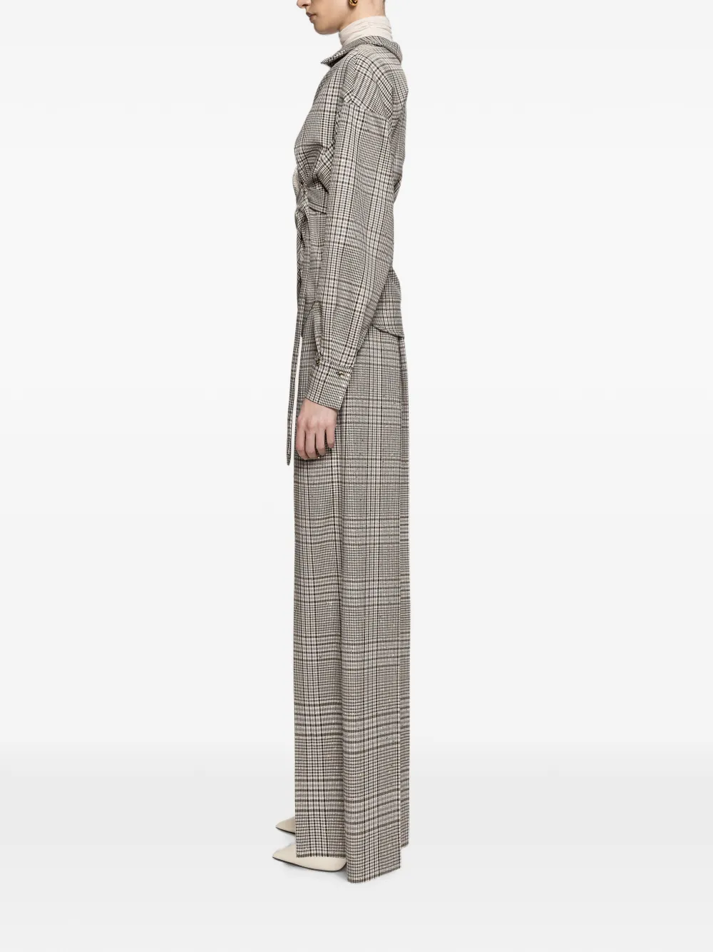NISSA Geruite wikkelblouse Grijs