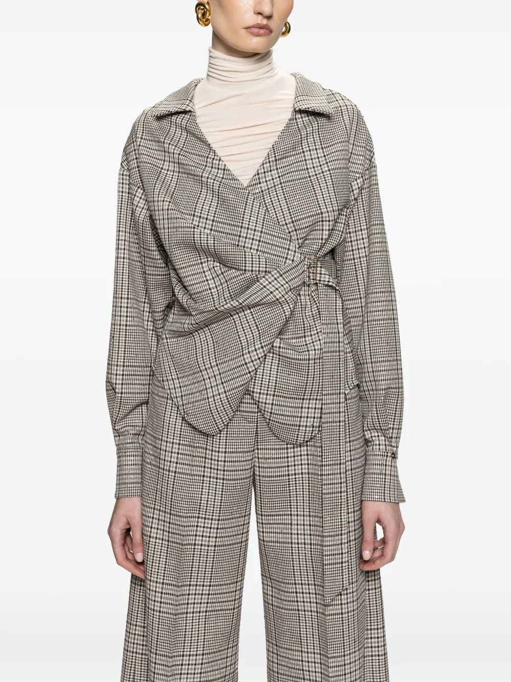 NISSA checked wrap shirt - Grau