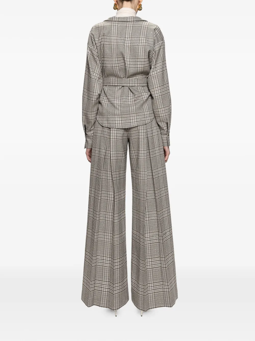 NISSA Geruite wikkelblouse Grijs