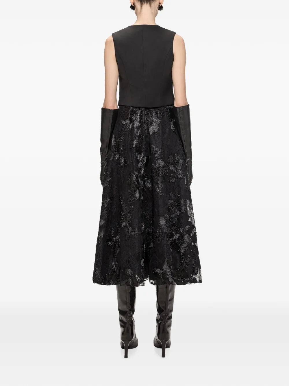 NISSA Mini-rok met geborduurde bloemen Zwart