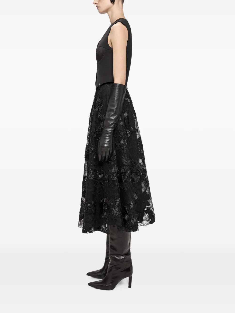 NISSA Mini-rok met geborduurde bloemen Zwart
