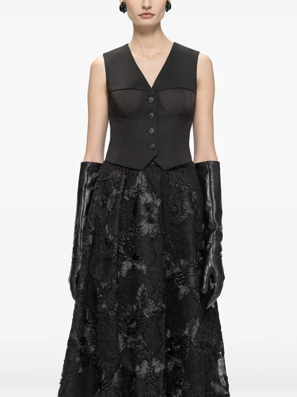 NISSA Mini-rok met geborduurde bloemen Zwart