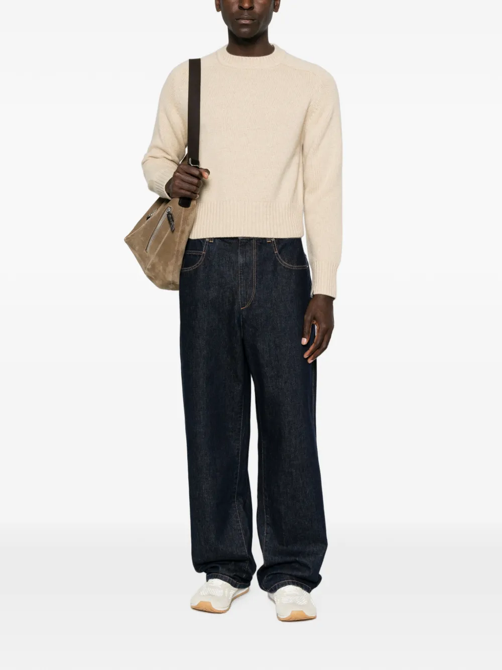 extreme cashmere Please ribbed-trim sweater - Nude