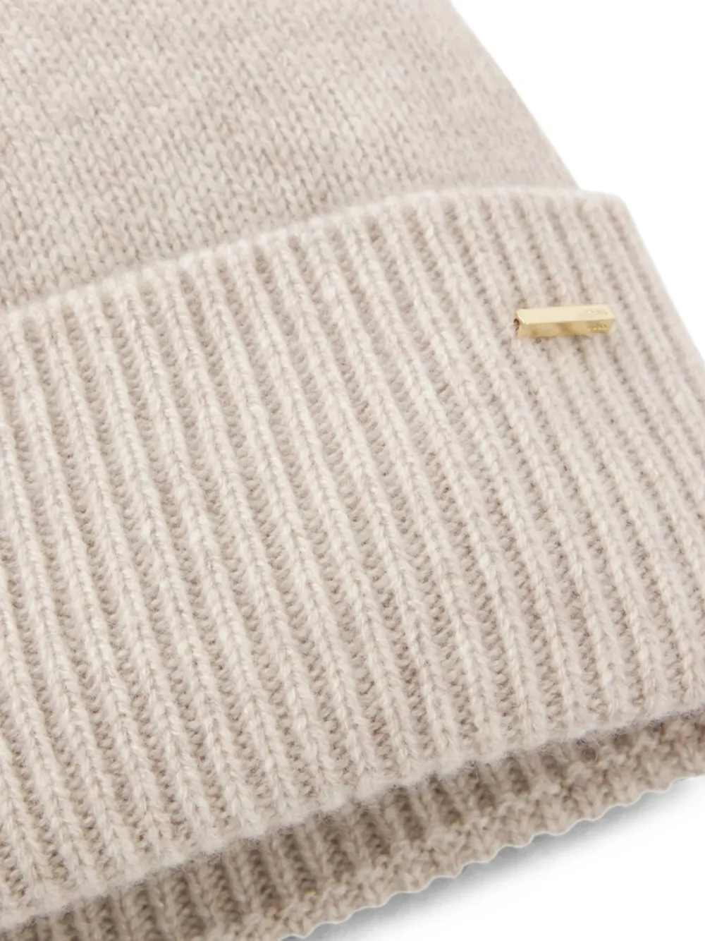 BOSS Kasjmier muts met metallic logo afwerking Beige