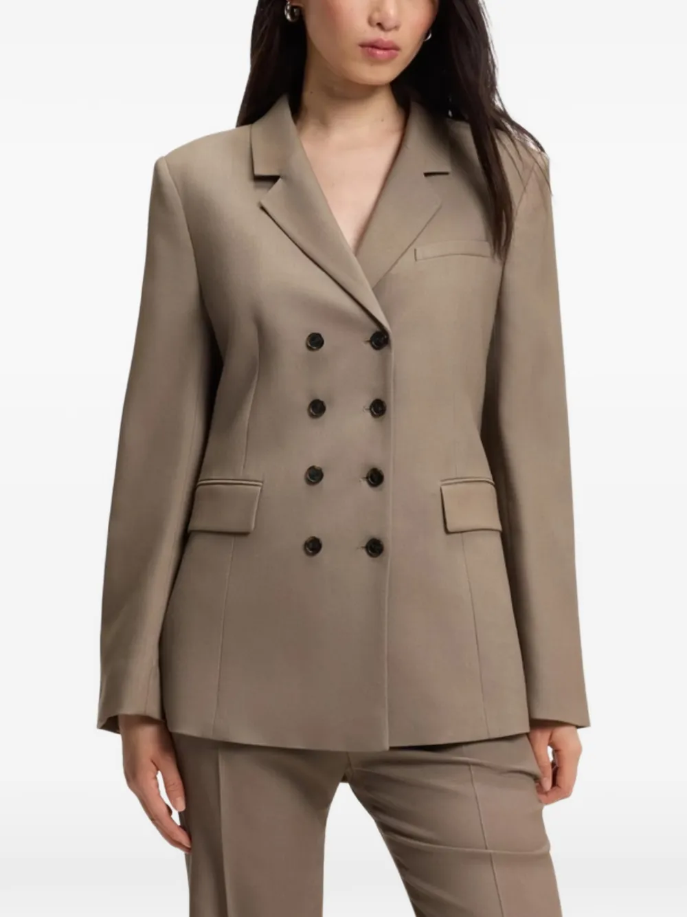 BOSS Blazer met dubbele rij knopen Bruin