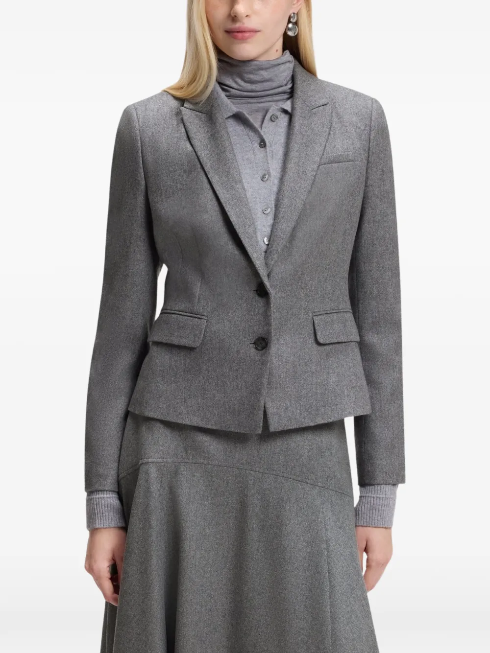 BOSS Slim-fit blazer van flanel Grijs