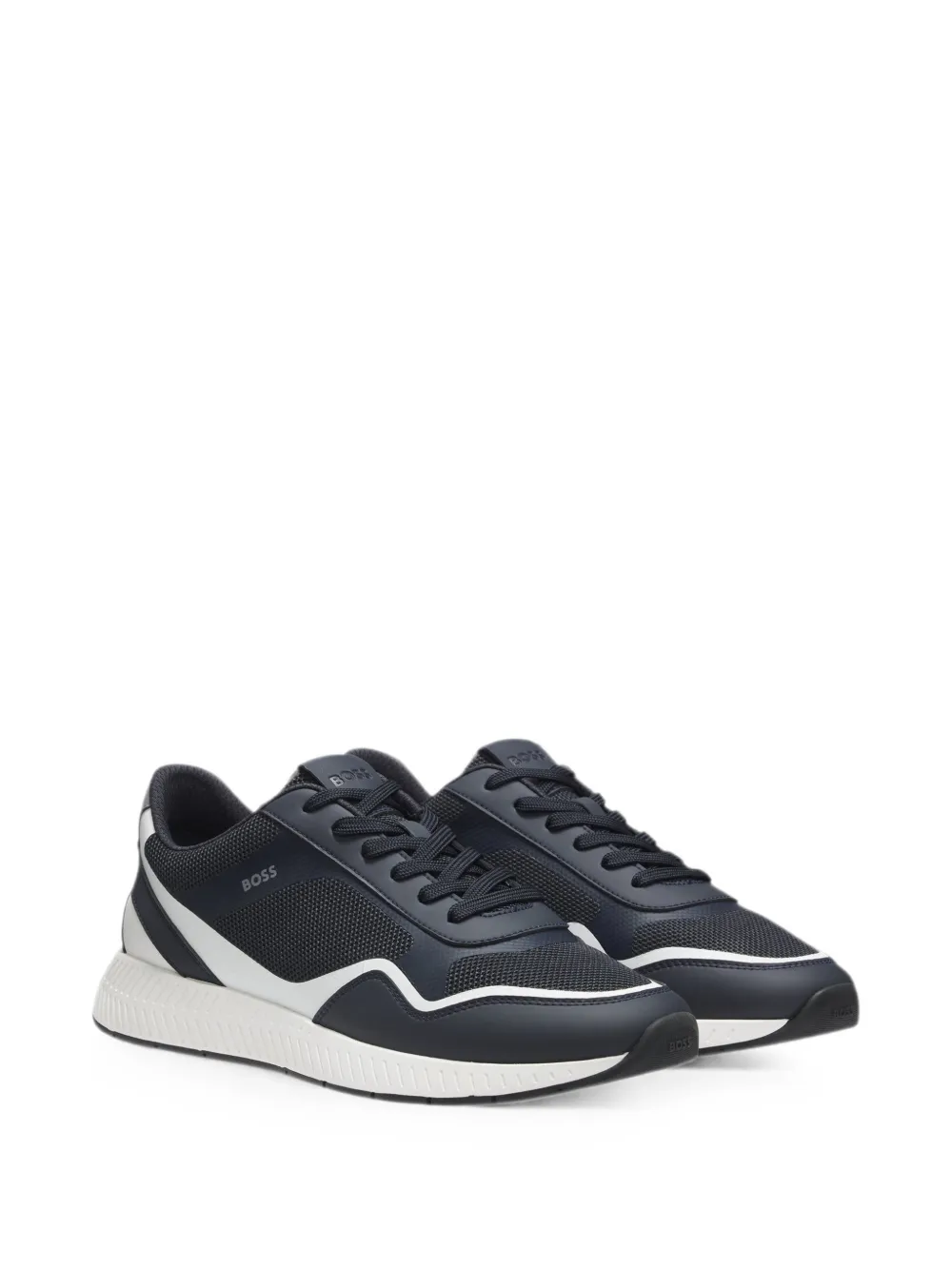 BOSS mesh trainers with ribbed sole Blauw