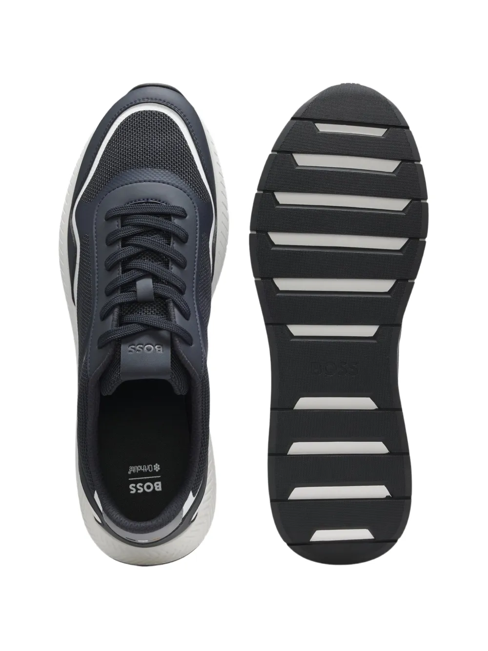 BOSS mesh trainers with ribbed sole Blauw