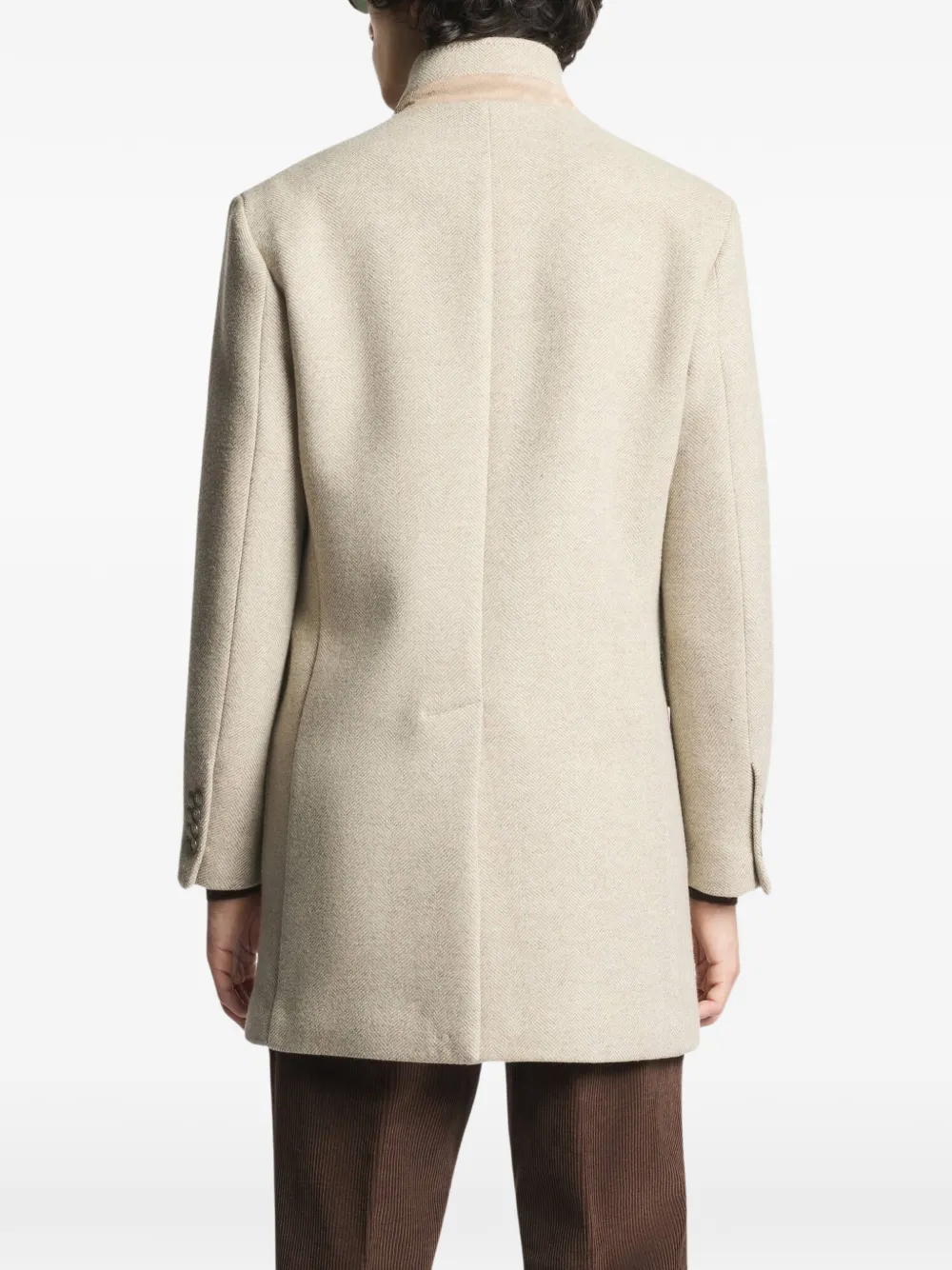 Fay herringbone-pattern single-breasted coat Beige