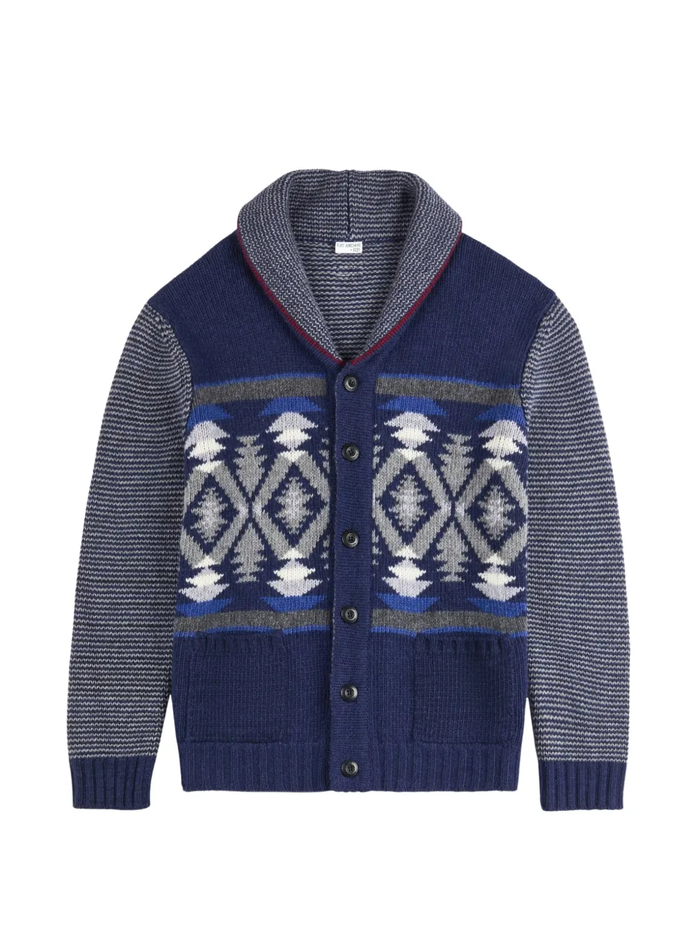 Fay geometric-pattern shawl-collar cardigan - Bleu Fay geometric-pattern shawl-collar cardigan - Bleu