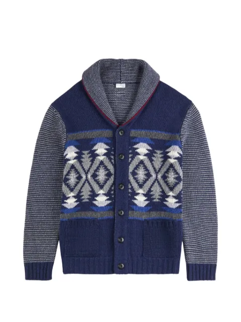 Fay geometric-pattern shawl-collar cardigan