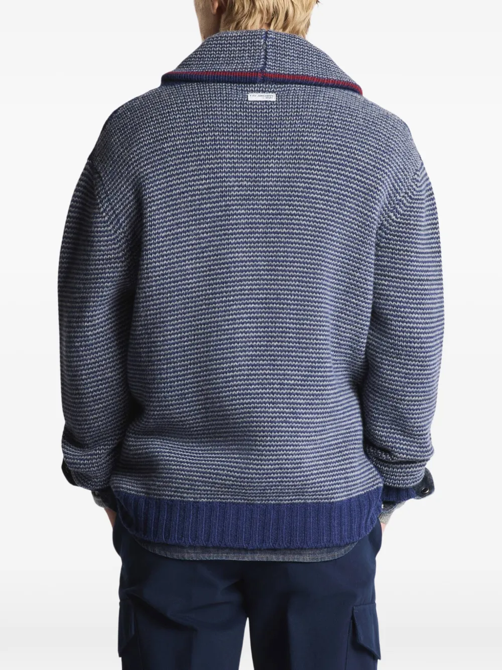 Fay Vest met sjaalkraag en geometrisch patroon Blauw