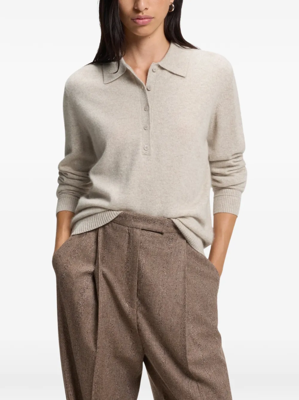 BOSS Pure kasjmier polotrui Beige