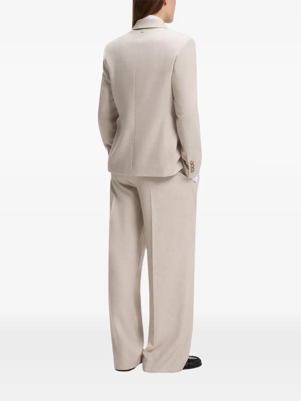 BOSS Regular-fit flanellen blazer met dubbele rij knopen Beige