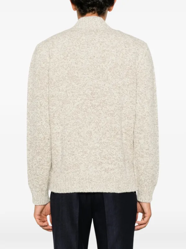 LARDINI　さむ Lardini zip-up marl-knit Sweater | ニュートラル | FARFETCH JP
