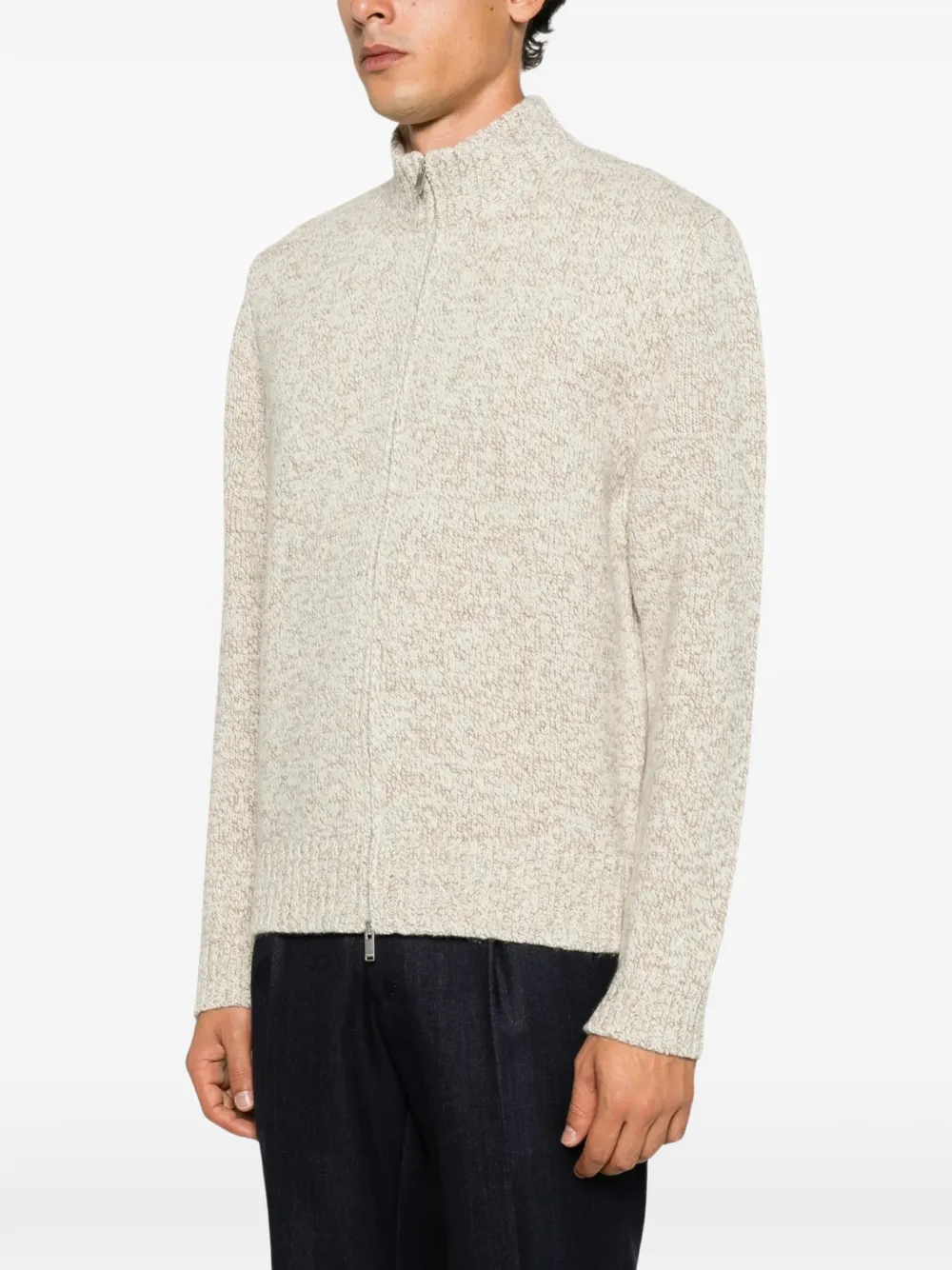 Lardini Marl gebreide trui met rits Beige