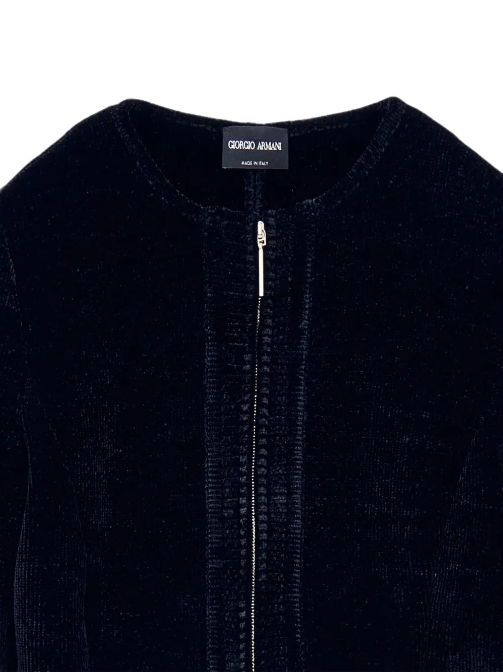 Giorgio Armani Jack met chenille-effect en rits Blauw