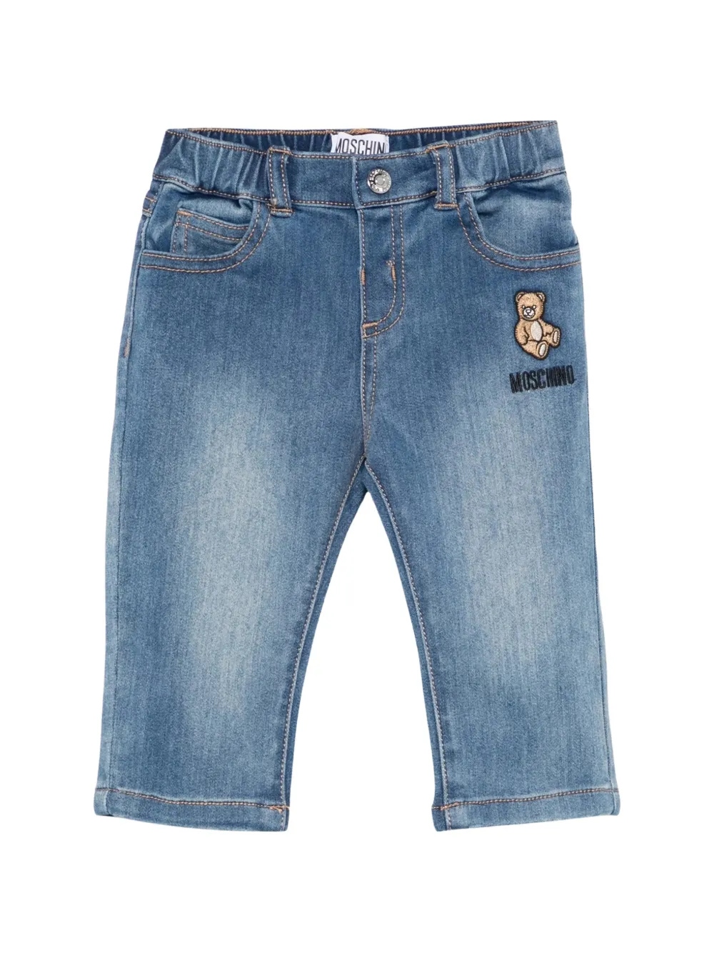 Moschino Kids Teddy Bear embroidered jeans - Blu
