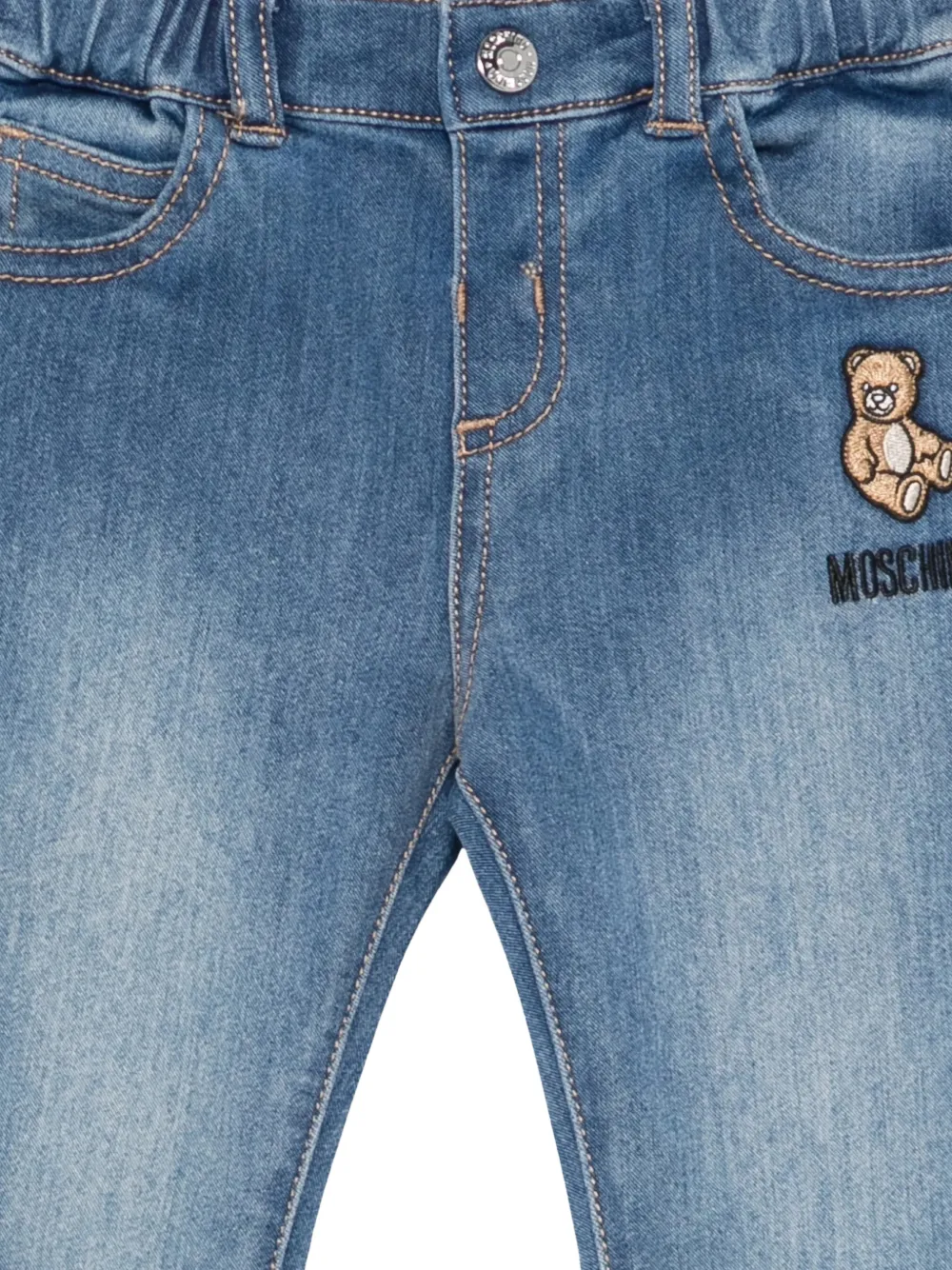 Moschino Kids Teddy Bear jeans met borduurwerk Blauw