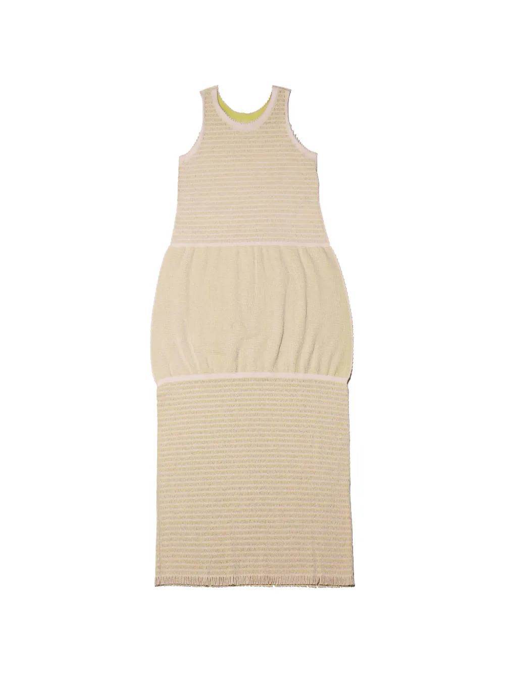 Issey Miyake ribbed fringed-hem dress - Toni neutri