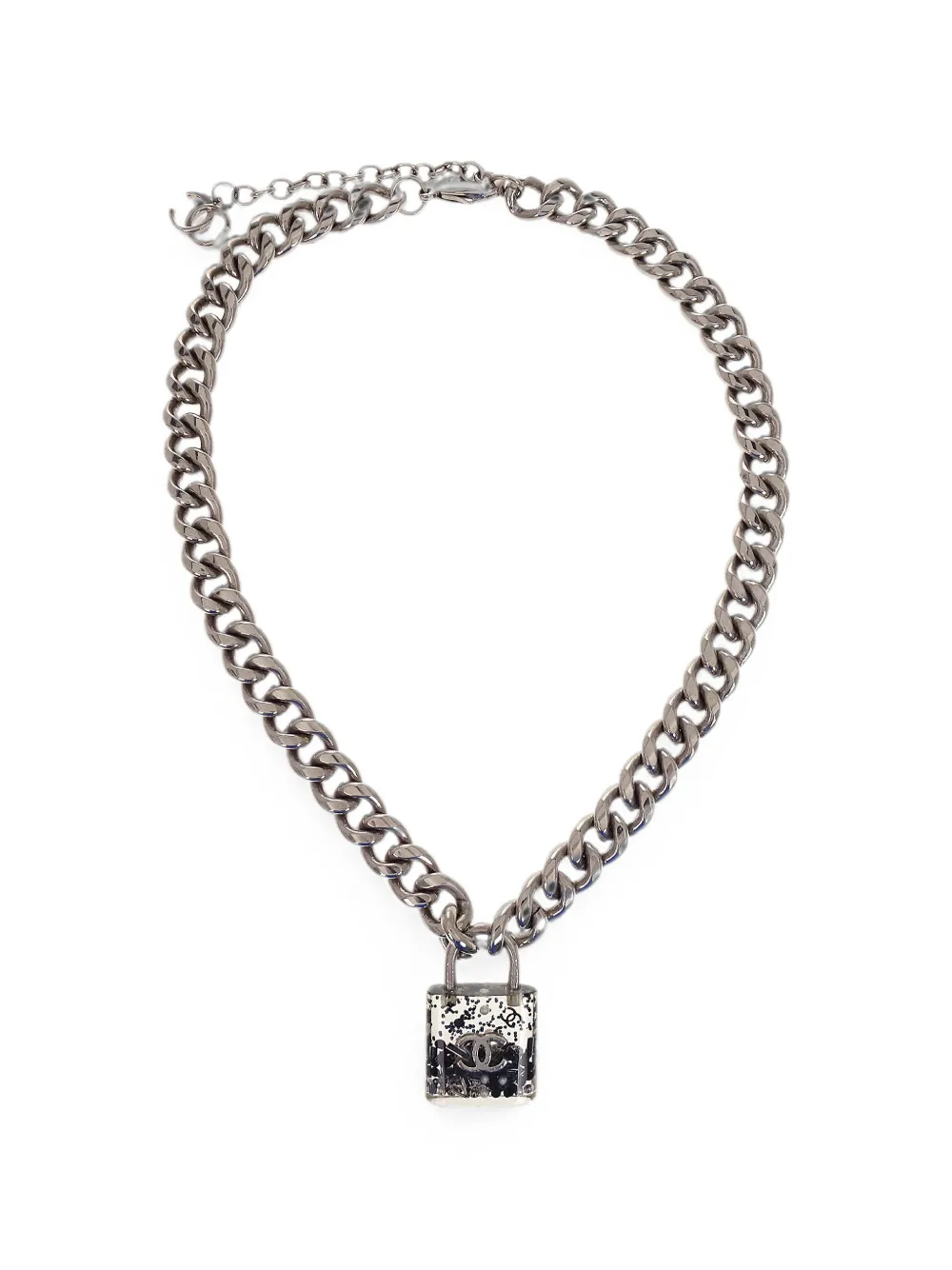 CHANEL Pre-Owned 2014 CC padlock necklace - Silber