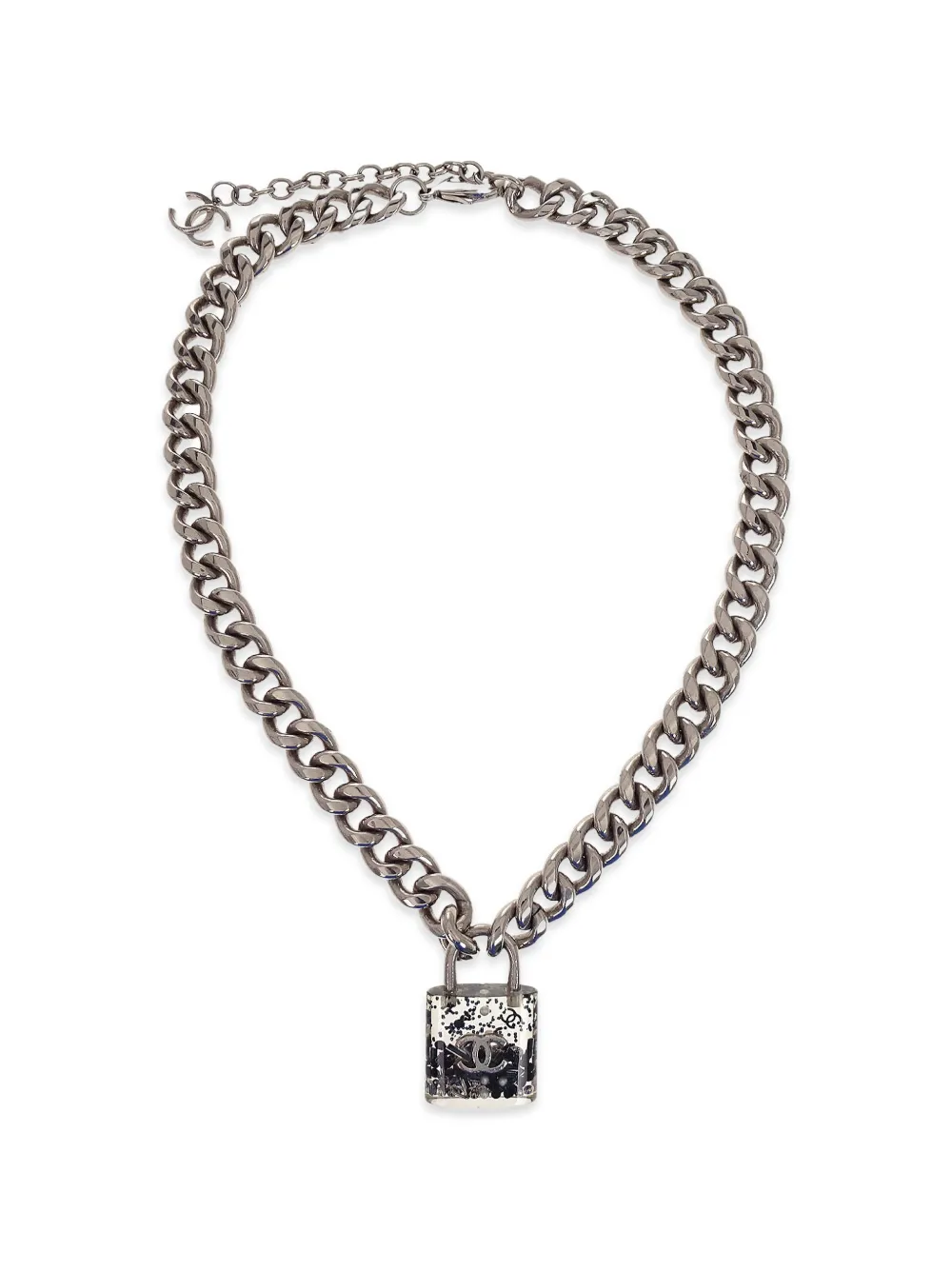 CHANEL Pre-Owned 2014 CC padlock necklace - Argento