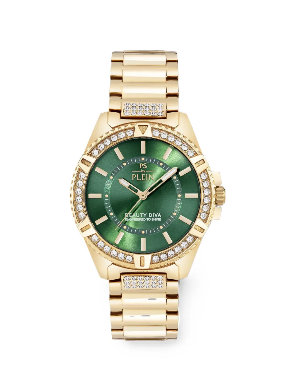 Plein Sport montre Beauty Diva 38 mm à ornements en cristal - Vert Plein Sport montre Beauty Diva 38 mm à ornements en cristal - Vert