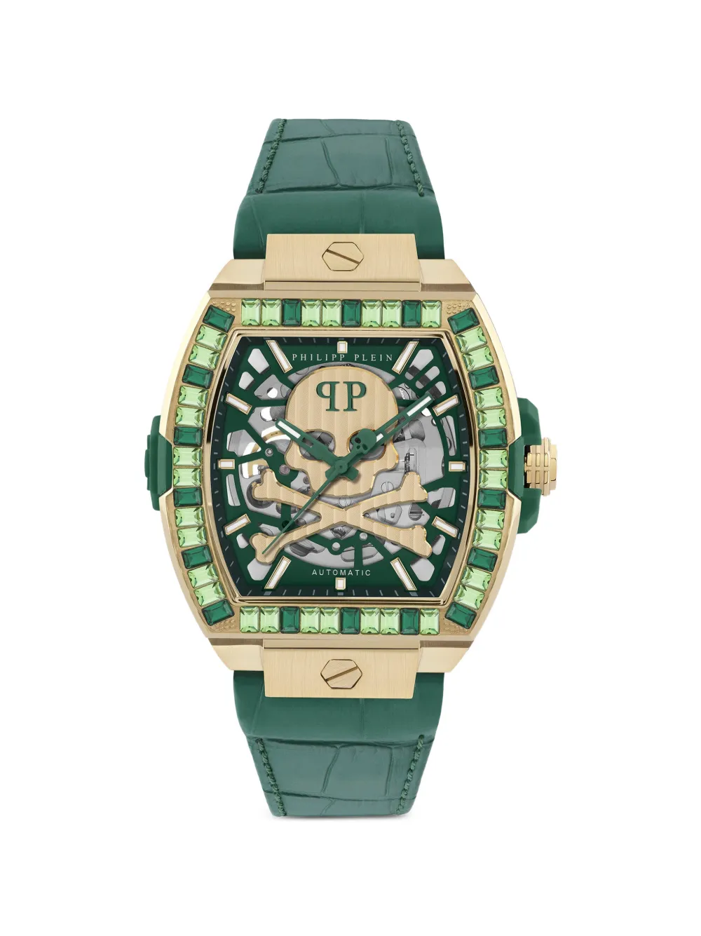Philipp Plein Orologio The Skeleton Baguettes - Verde