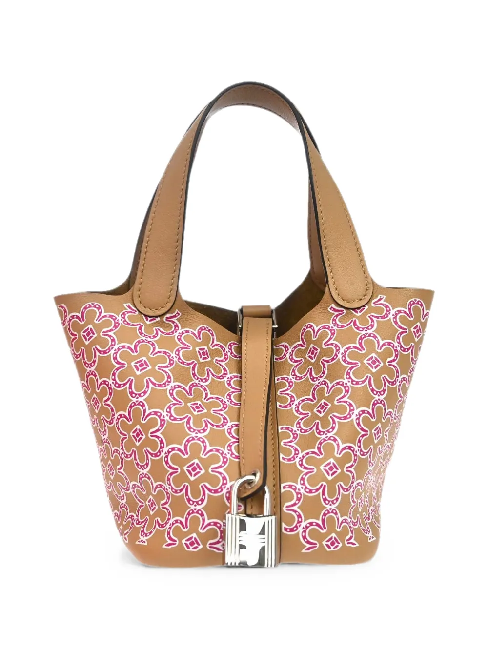 Pre-owned Hermes 2022 Picotin Micro Lucky Daisy Tote Bag In Neutrals