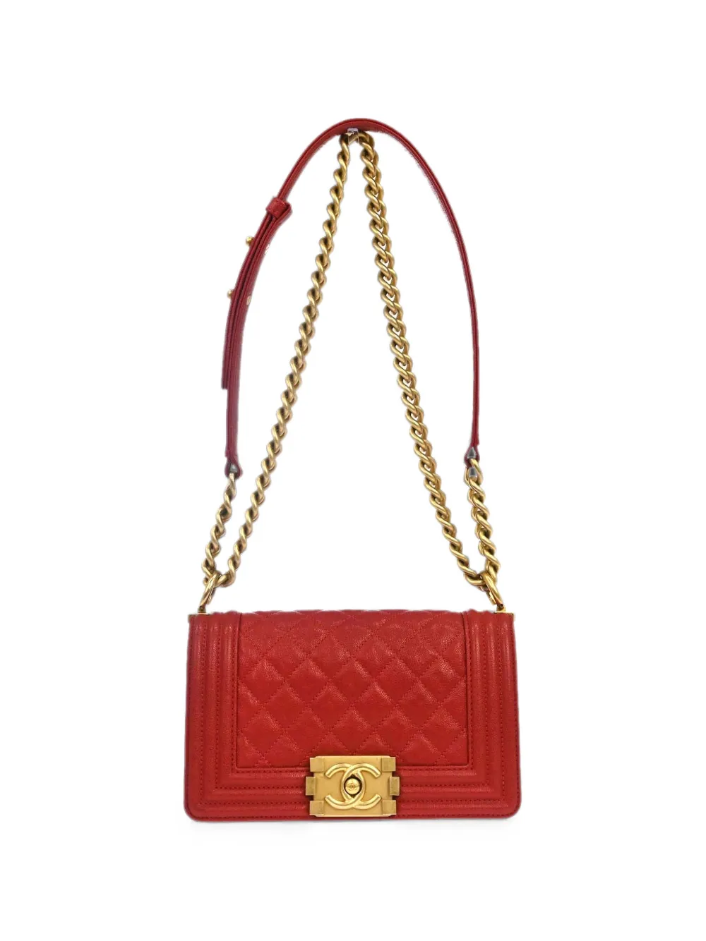 CHANEL Pre-Owned 2019 small Boy Chanel quilted shoulder bag - Rosso