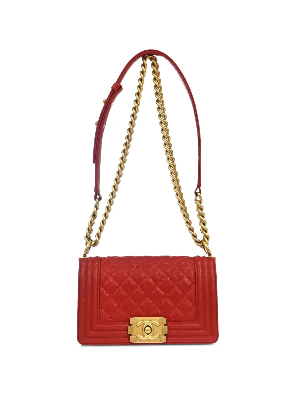 CHANEL Pre-Owned 2019 small Boy Chanel quilted shoulder bag - Rosso
